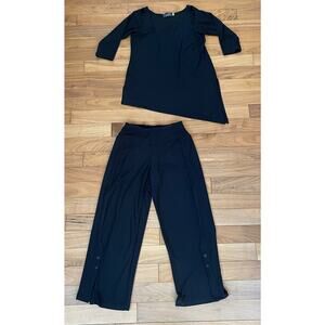 SYMPLI 2 Piece Outfit Womens Size 6 Black Asymmetrical Top Cut Comfy